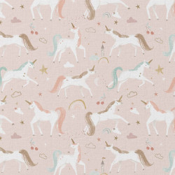Algodón estampado COLINE Pétalo / Blanco